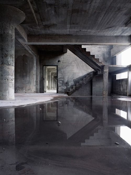 concrete house, concrete interior
